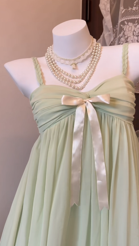 Elegant Green Short Prom Dress Spaghetti Straps A-Line Hoco Dress Chiffon Birthday Dress DP06386