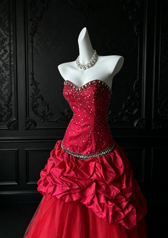 Gorgeous Red Prom Dress Sweetheart A-Line Satin Long Evening Dress DP06403