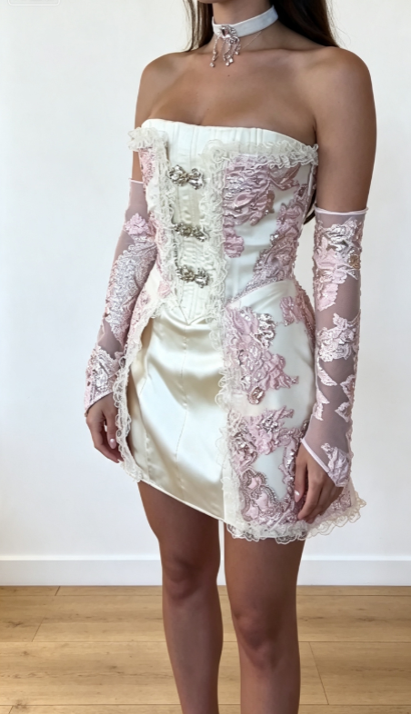 Chic Pink Birthday Dress Strapless Sheath Hoco Dress Satin Dress for Party  DP06448