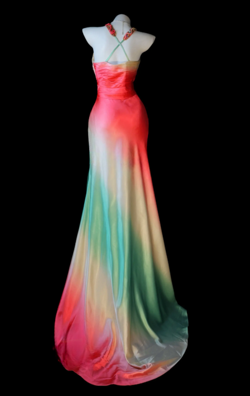 Elegant Pink Prom Dress V-neck Sheath Satin Long Evening Dress DP06461
