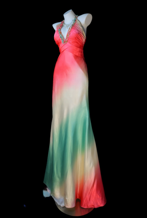 Elegant Pink Prom Dress V-neck Sheath Satin Long Evening Dress DP06461