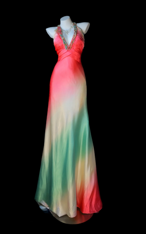 Elegant Pink Prom Dress V-neck Sheath Satin Long Evening Dress DP06461