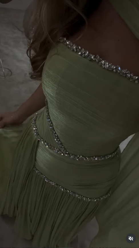 Elegant Green Prom Dress Strapless Sheath Chiffon Long Evening Dress DP06465