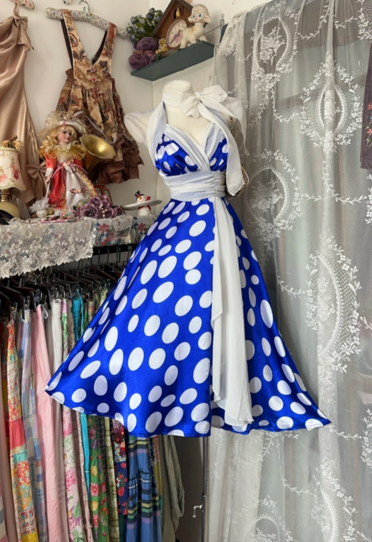 Pretty Blue Short Homecoming Dress Halter A-Line Birthday Dress Satin Party Dress DP06471