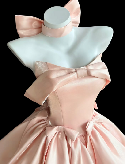 Pretty Blush Pink Short Homecoming Dress Off-shoulder A-line Birthday Dress Satin Party Dress DP06480