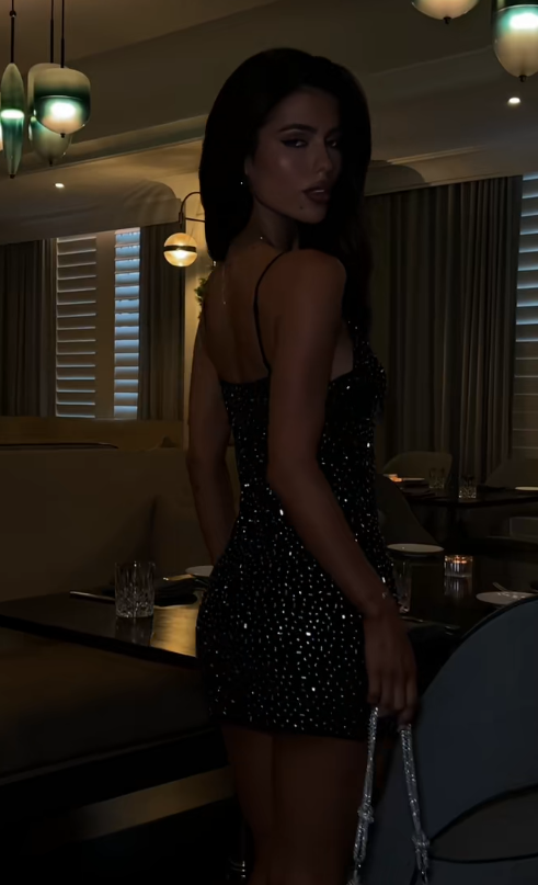 Pretty Black Short Homecoming Dress Straps Sheath Birthday Dress Chiffon SequinsParty Dress DP06484