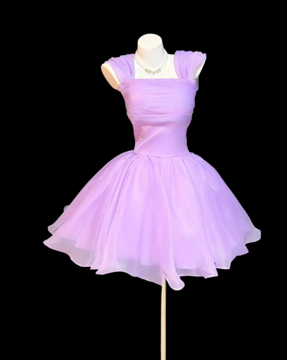 Chic Lilac Short Homecoming Dress  A-Line Prom Dress Chiffon Birthday Dress DP06500