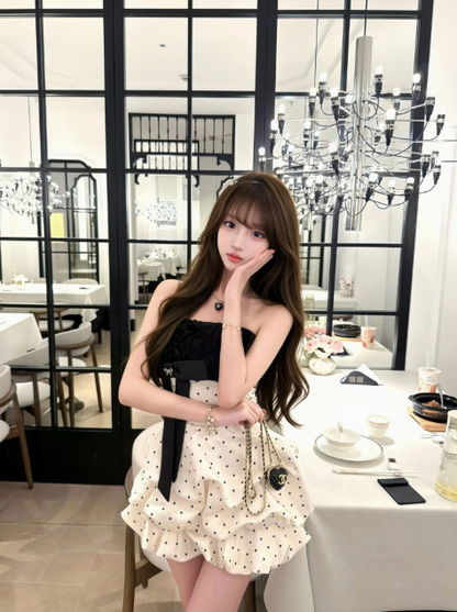 Sexy White Hoco Dress Strapless Satin Birthday Dress A-Line Dress for Party DP06525
