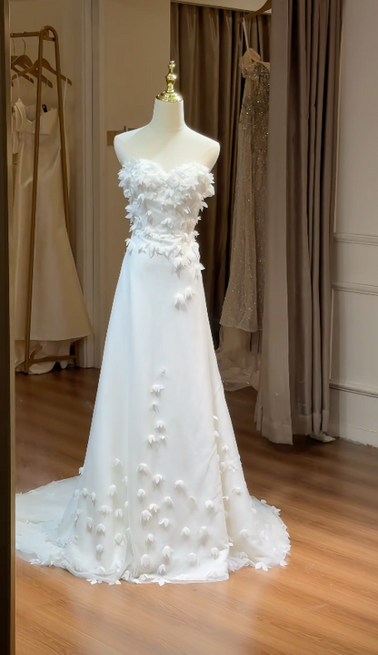 Timeless A-Line White Chiffon Wedding Dress for Bride DP06576