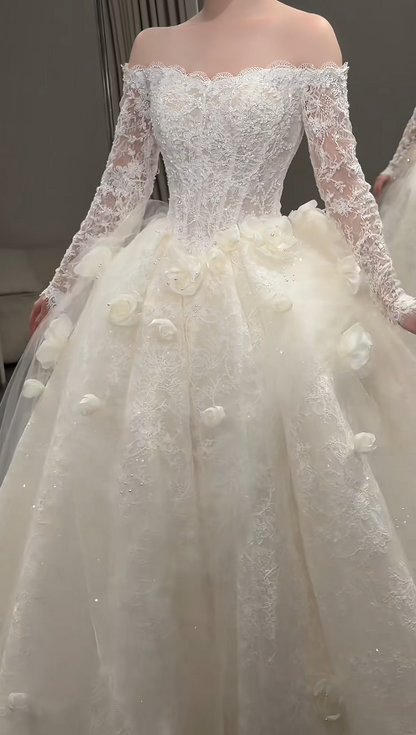 Timeless A-Line White Tulle Wedding Dress for Bride DP06584