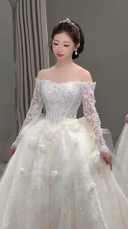Timeless A-Line White Tulle Wedding Dress for Bride DP06584