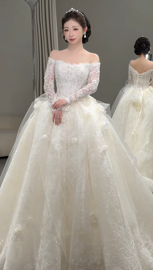 Timeless A-Line White Tulle Wedding Dress for Bride DP06584