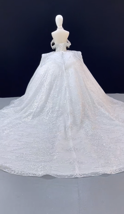 Timeless A-Line White Tulle Wedding Dress for Bride DP06587