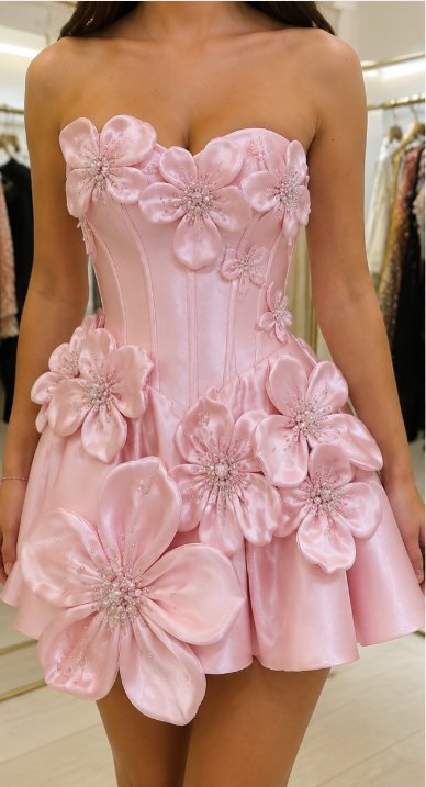 Chic Pink Short Homecoming Dress Sweetheart A-Line Satin Birthday Dress DP06610