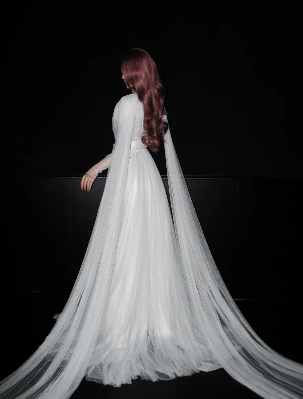Chic White Sheath Tulle Wedding Dress for Bride DP06626