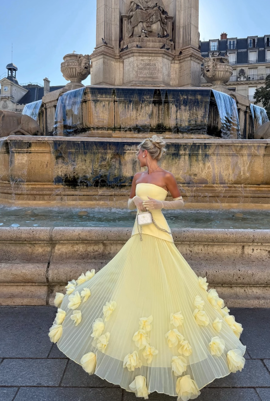 Elegant Yellow Prom Dress Sheath Chiffon Long Evening Dress DP06645