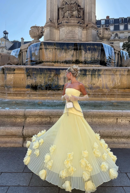 Elegant Yellow Prom Dress Sheath Chiffon Long Evening Dress DP06645