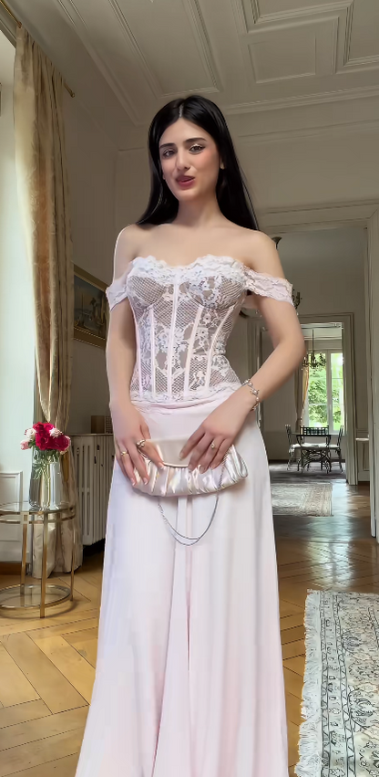 Elegant Pink Prom Dress Sheath Chiffon Long Evening Dress DP06648