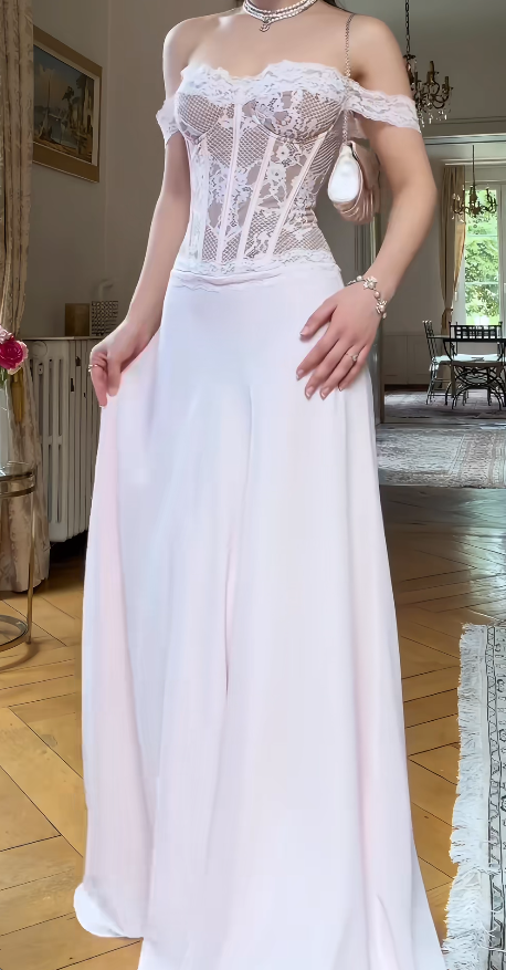 Elegant Pink Prom Dress Sheath Chiffon Long Evening Dress DP06648