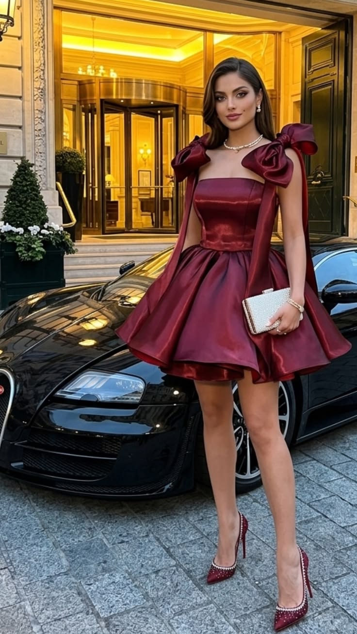 Elegant Burgundy Short Homecoming Dress Satin A-Line 16th Birthday Dress DP06650