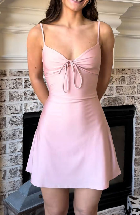 Elegant Pink Short Homecoming Dress Satin Sheath 16th Birthday Dress DP06657