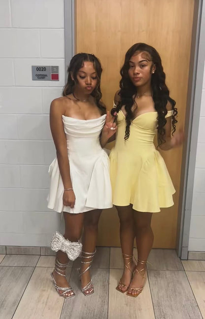 Chic Yellow Short Homecoming Dress Chiffon A-Line Birthday Dress DP06680