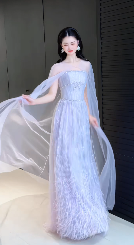 Elegant Purple Evening Dress A-Line Tulle Long Prom Dress DP06705