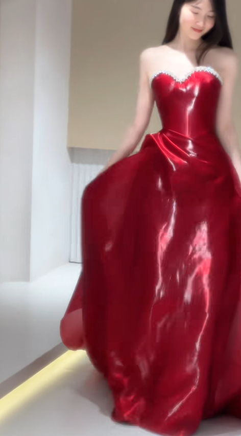 Elegant Burgundy Evening Dress A-Line Satin Long Prom Dress DP06708