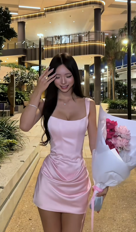 Fashion Pink Hoco Dress Sheath Satin Birthday Dress DP06723
