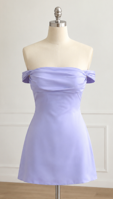 Fashion Purple Hoco Dress Sheath Satin Birthday Dress DP06734