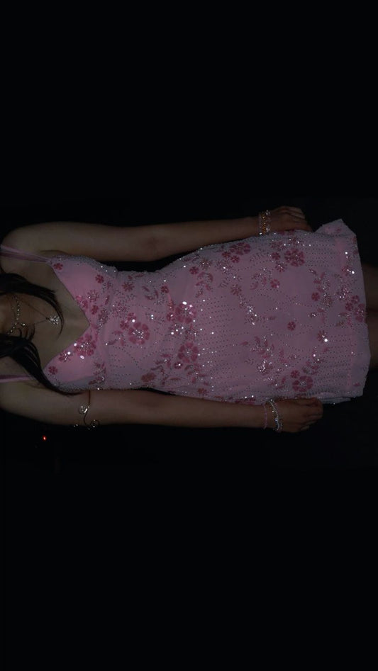 Fashion Pink Birthday Dress Sheath Beaded Homecoming Dress DP06737