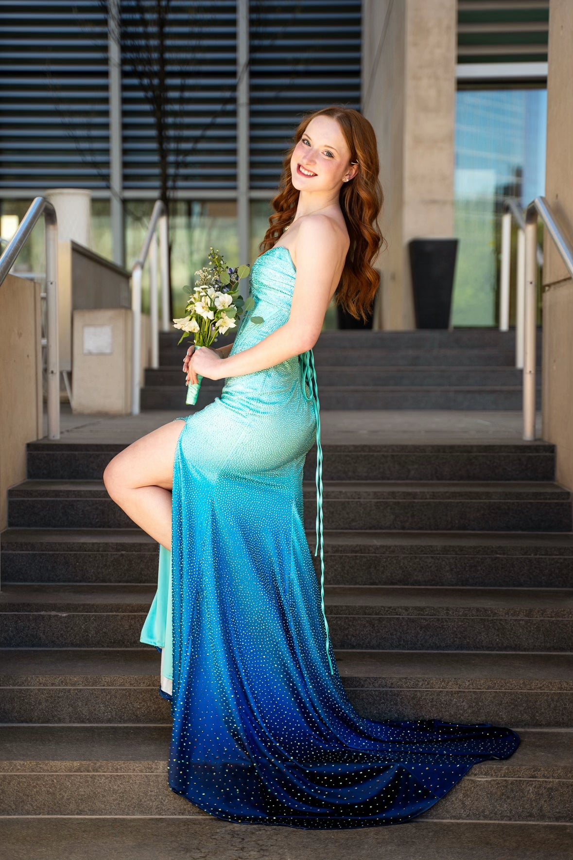 Fashion Blue Prom Dress Sheath Sequins Evening Dress DP06758