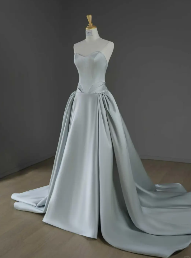 Chic Tiffany Blue Long Evening Dress A-Line Satin Prom Dress DP06763