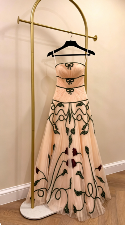 Chic Champagne Long Evening Dress A-Line Chiffon Prom Dress DP06769