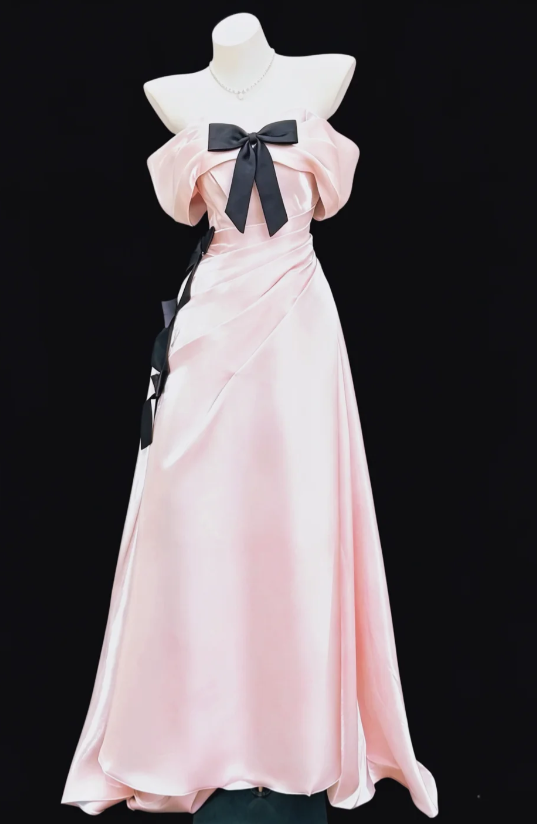 Elegant Pink Prom Dress Sheath Satin Long Evening Dress DP06788