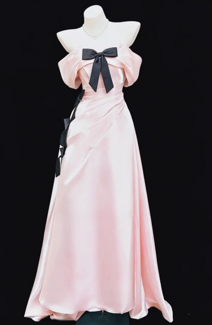 Elegant Pink Prom Dress Sheath Satin Long Evening Dress DP06788