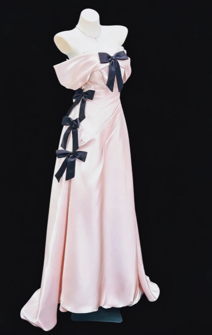 Elegant Pink Prom Dress Sheath Satin Long Evening Dress DP06788