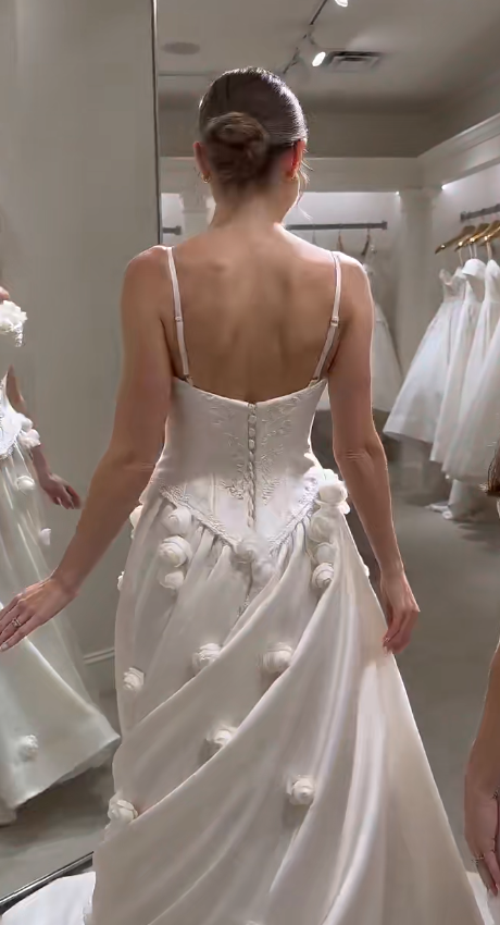 Chic White Bridal Gown A-Line Satin Wedding DressDP06834