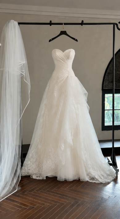 Chic White Bridal Gown A-Line Tulle Wedding Dress DP06838
