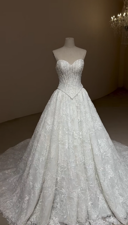 Chic White Bridal Gown A-Line Tulle Wedding Dress DP06843