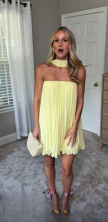 Glamours Yellow Birthday Dress Sheath Chiffon Hoco Dress DP06848