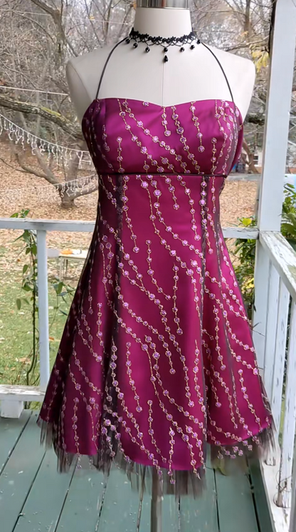 Glamours Hot Pink Birthday Dress Sheath Chiffon Beaded Hoco Dress DP06853