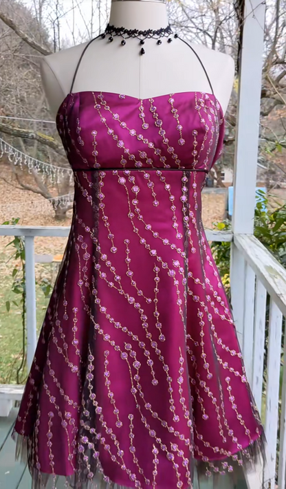 Glamours Hot Pink Birthday Dress Sheath Chiffon Beaded Hoco Dress DP06853