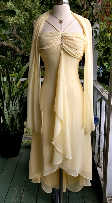 Glamours Yellow Birthday Dress Sheath Chiffon Hoco Dress DP06854