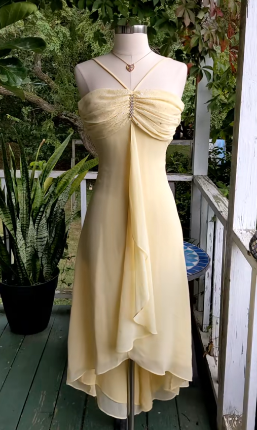 Glamours Yellow Birthday Dress Sheath Chiffon Hoco Dress DP06854