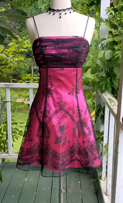 Glamours Hot Pink Birthday Dress Sheath Chiffon Hoco Dress DP06855