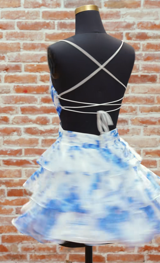 Chic Blue Birthday Dress A-Line Chiffon Hoco Dress DP06871