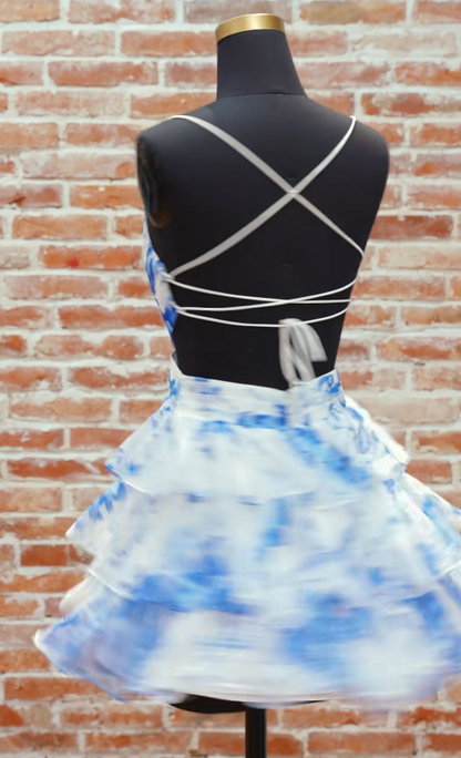 Chic Blue Birthday Dress A-Line Chiffon Hoco Dress DP06871