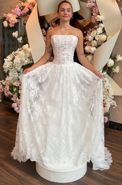 Simple A-Line Birdal Gown White Wedding Dress DP06885