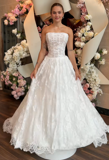Simple A-Line Birdal Gown White Wedding Dress DP06885